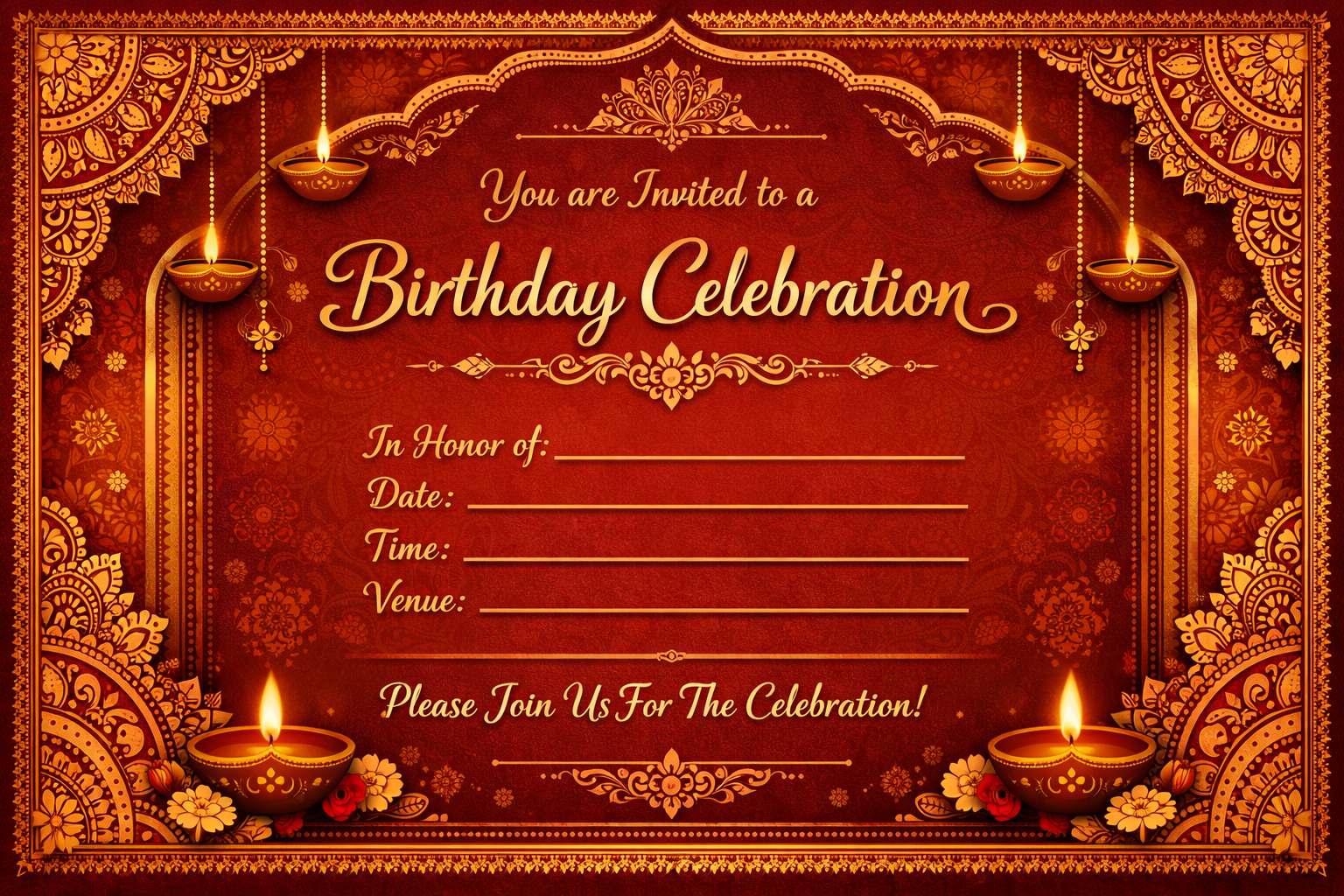 Traditional Marathi Birthday Card background